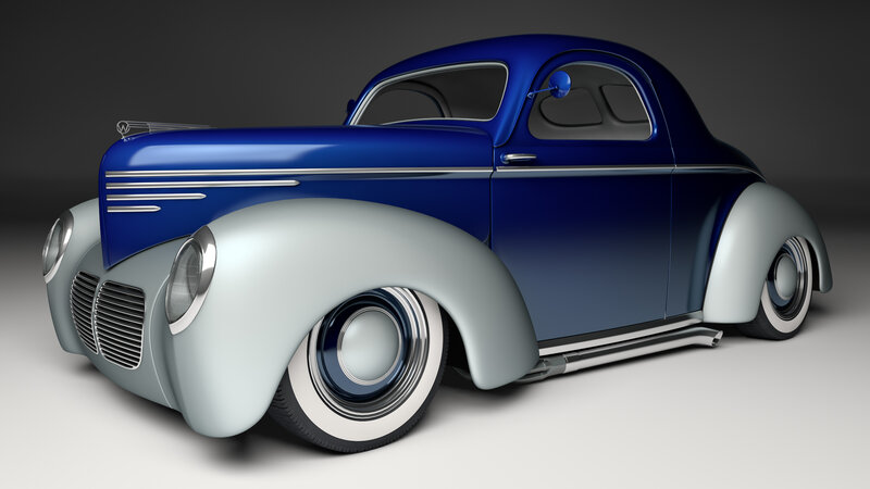 Blue and Silver Vintage Car — Dramatic