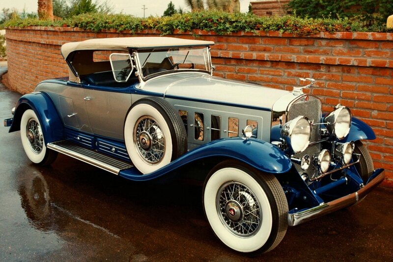 Blue and Silver Vintage Car