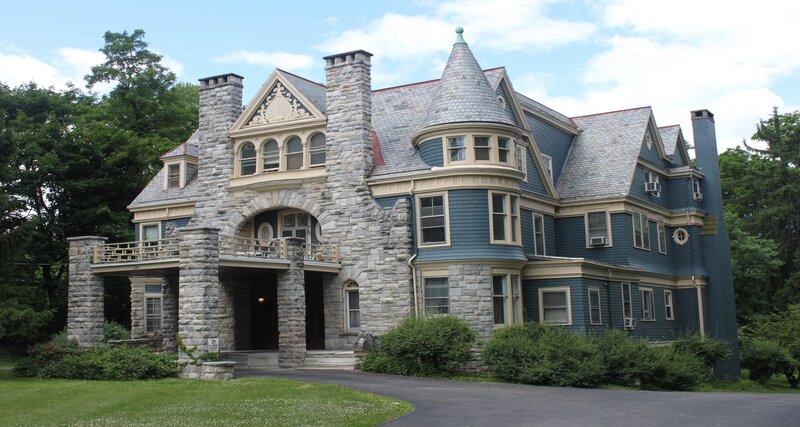 Blue and Stone House — Serene, Afternoon