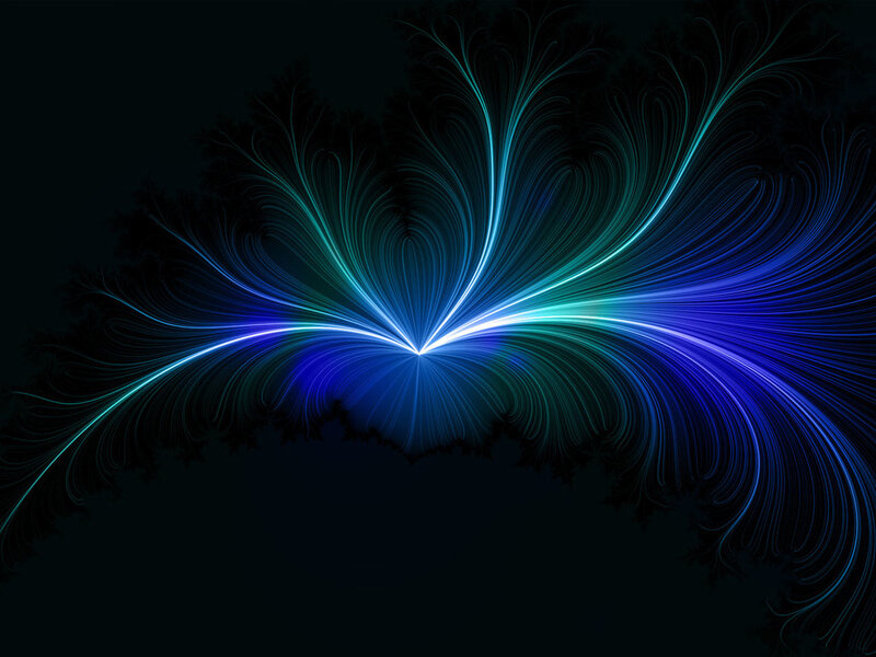 blue and teal fractal light burst