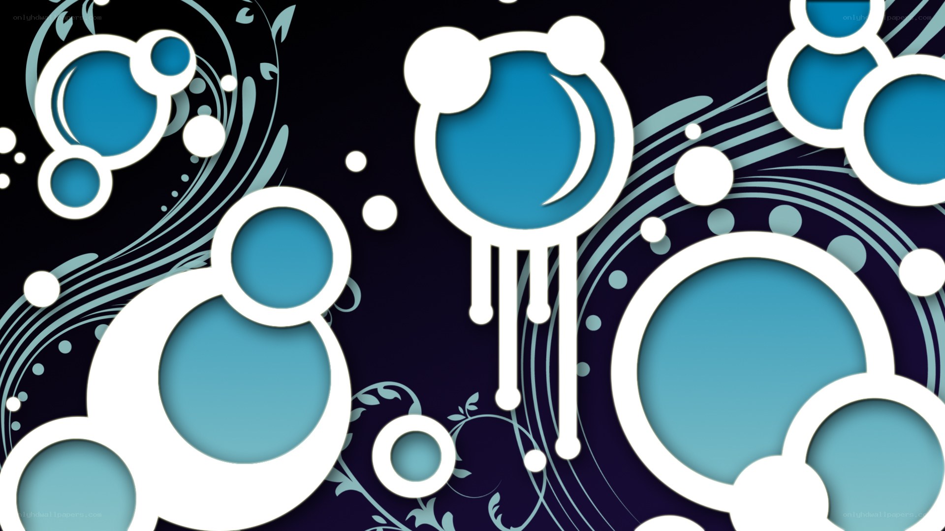 blue and white abstract circles