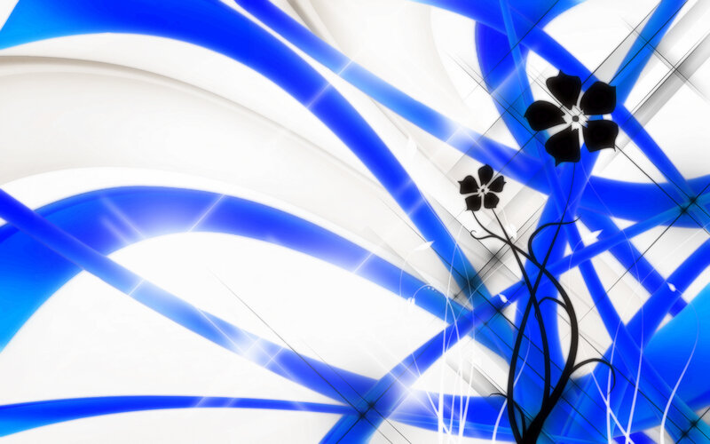 Blue and white abstract floral design