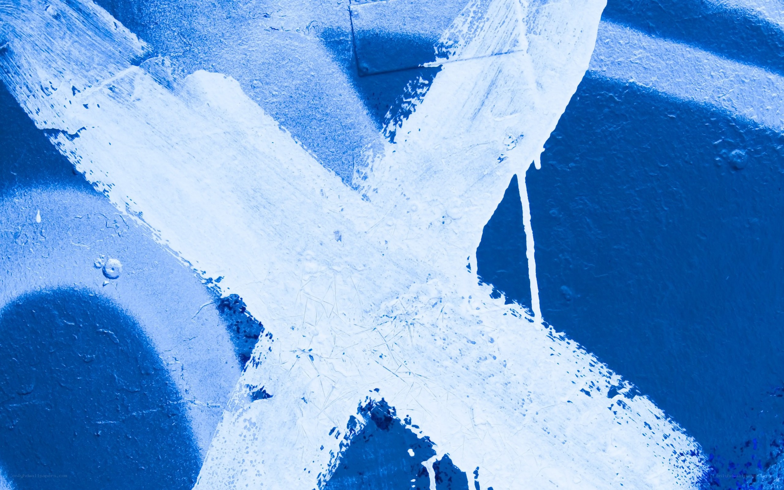 Blue and white abstract graffiti