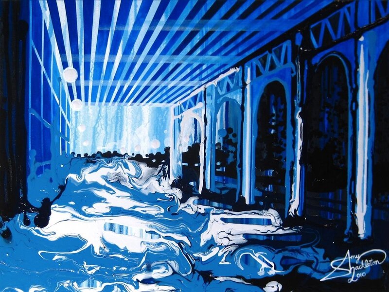 Blue and White Abstract Painting — Dramatic