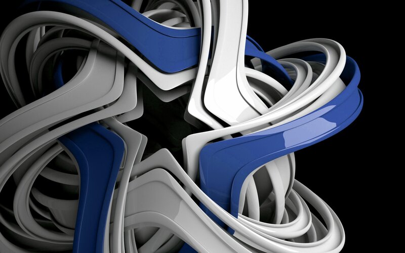 Blue and White Abstract Shapes — 3d Render