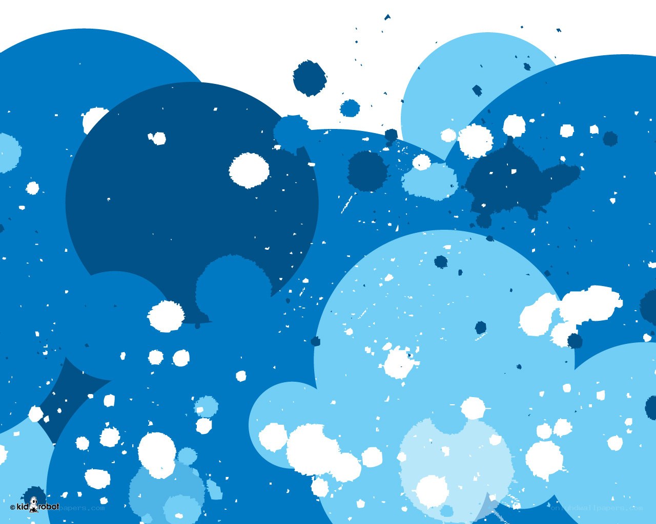 blue and white abstract splatter