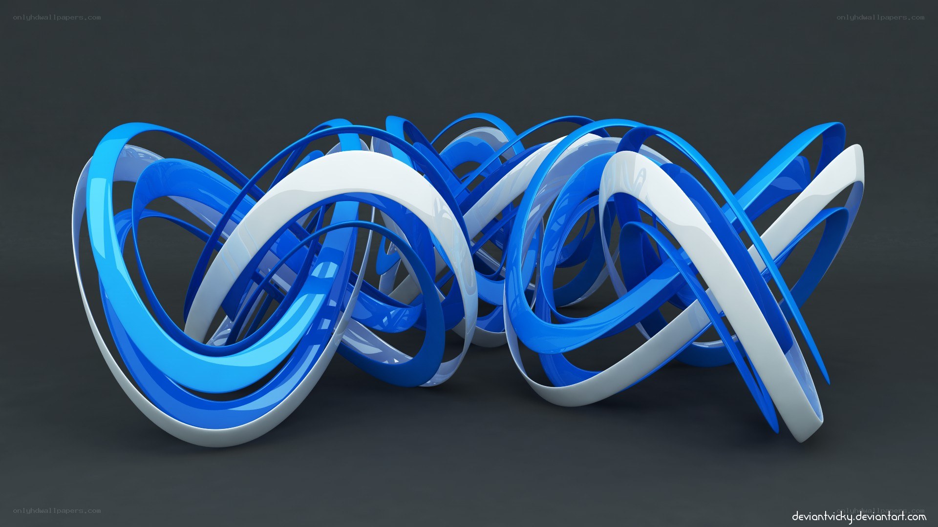 Blue and white abstract swirls