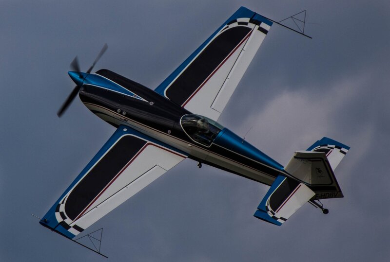 Blue and White Aerobatic Plane