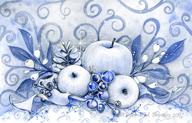 Blue and White Apples