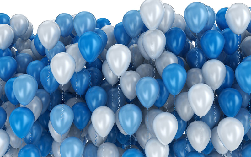 Blue and White Balloons — Festive