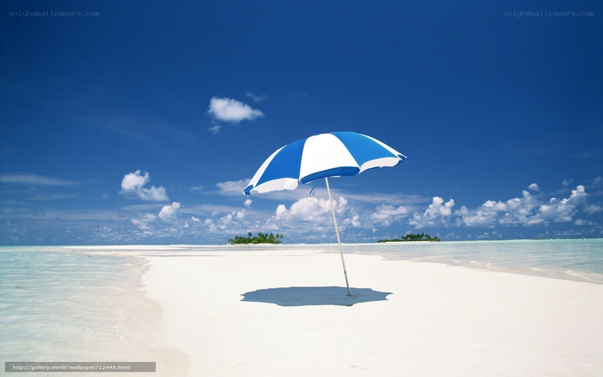 Blue and white beach umbrella
