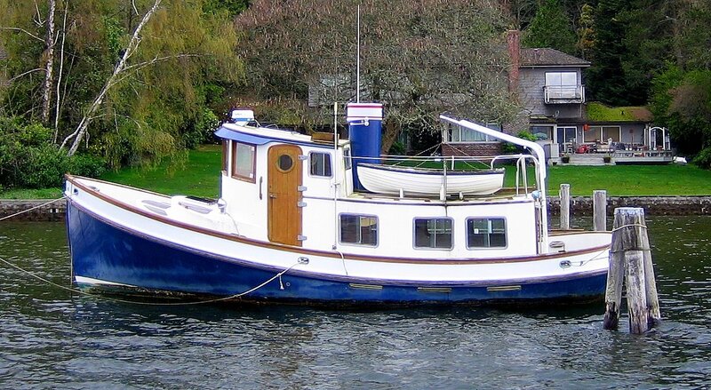 Blue and White Boat — Serene, Afternoon
