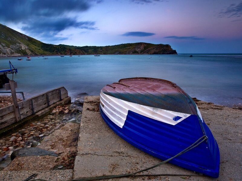 Blue and White Boat