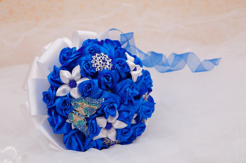 Blue and White Bouquet — Elegant, Photograph