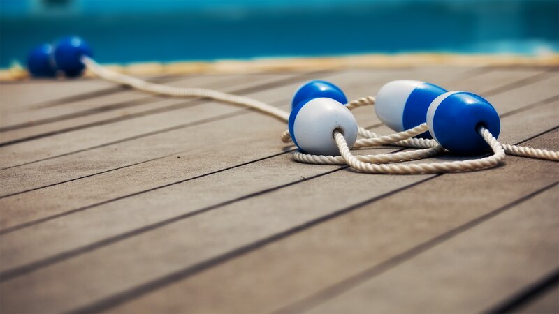 Blue and White Buoys — Calm, Afternoon
