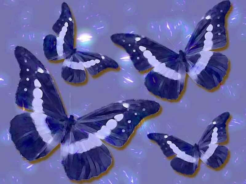 Blue and White Butterflies — Purple