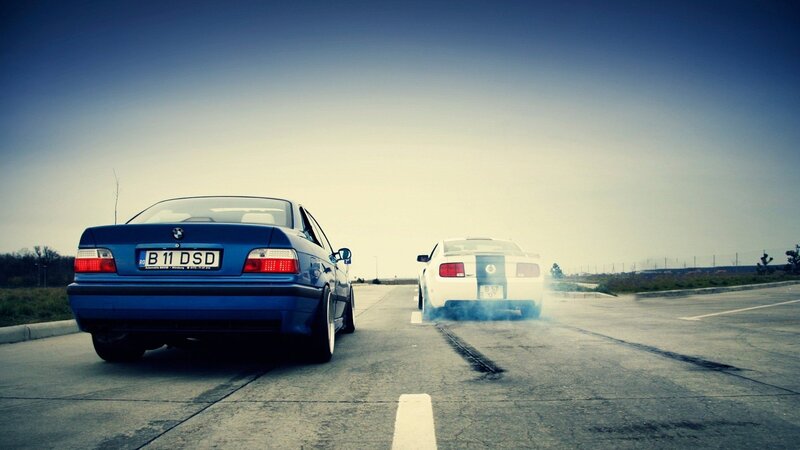 Blue and White Cars