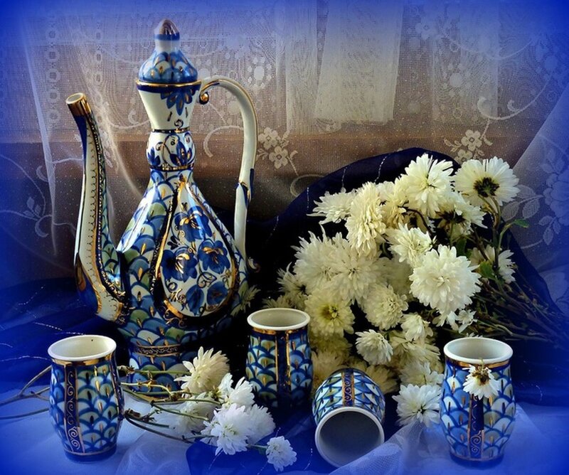 Blue and White Ceramic Set