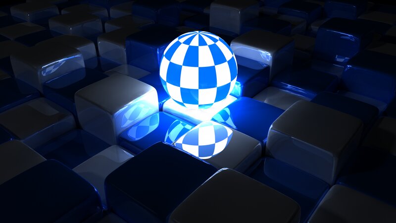 Blue and White Checkered Sphere