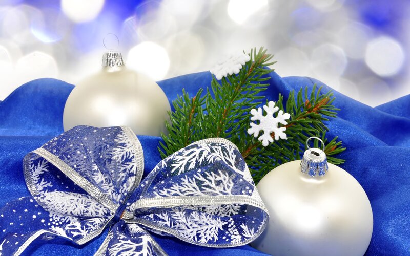 Blue and white Christmas ornaments