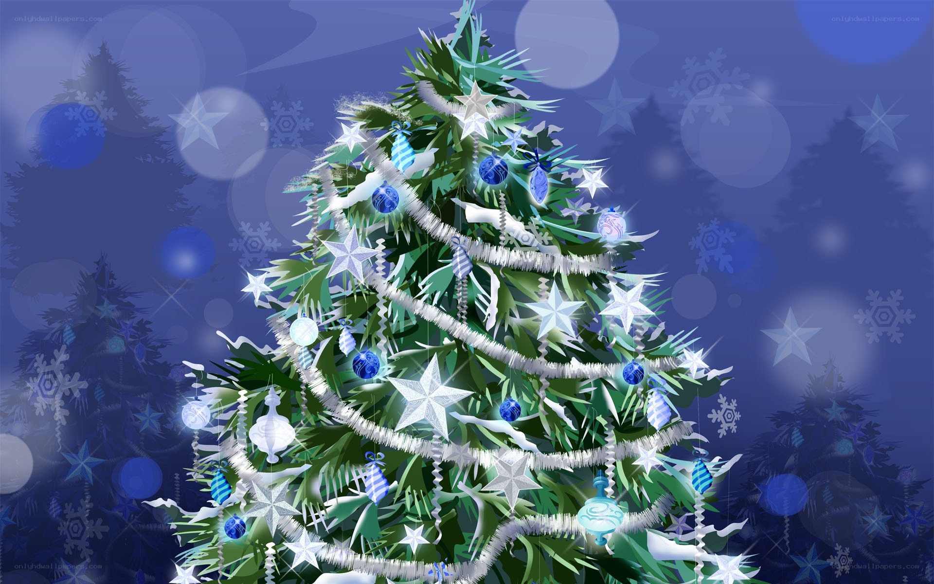 blue and white christmas tree