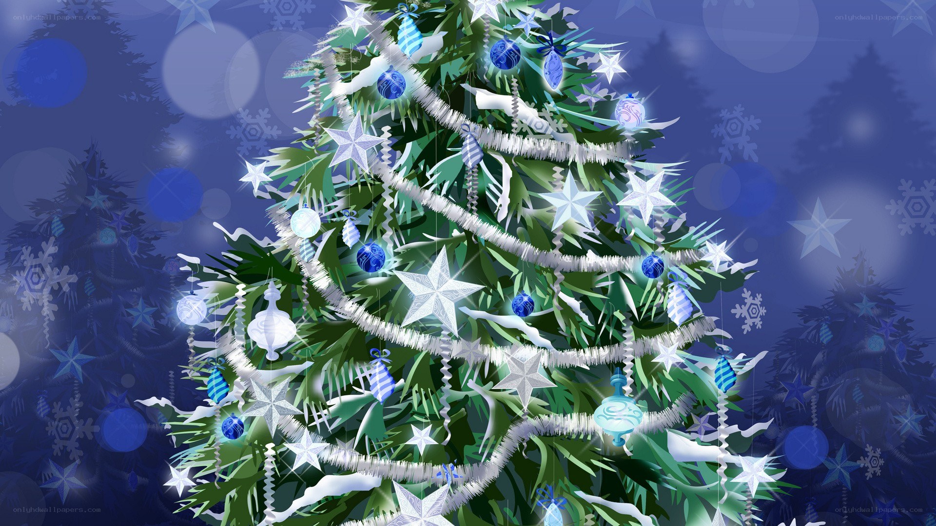 Blue and white Christmas tree