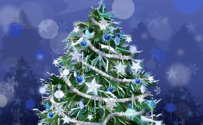 blue and white christmas tree