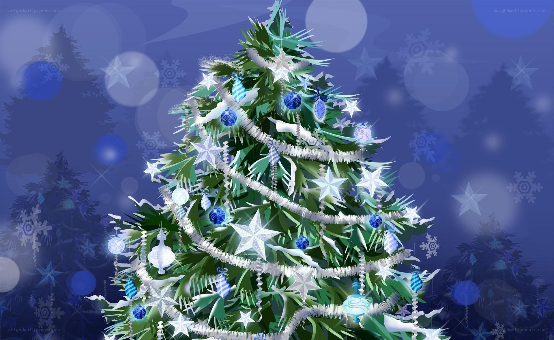 blue and white christmas tree