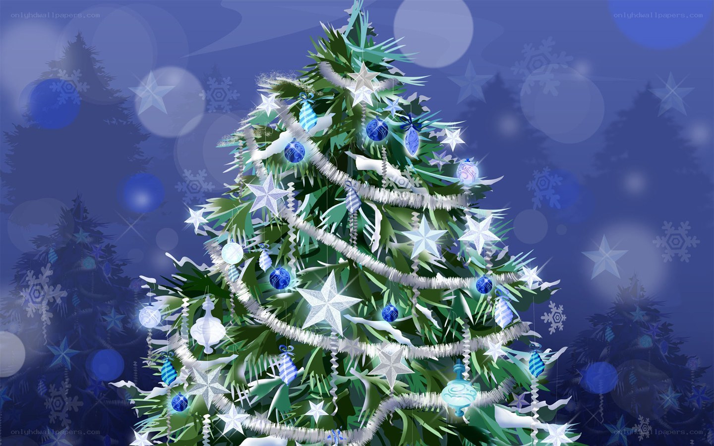 blue and white christmas tree