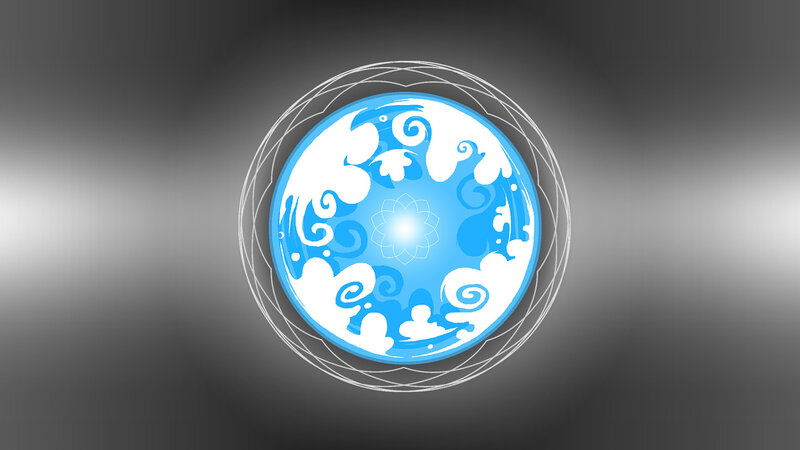 blue and white circular design