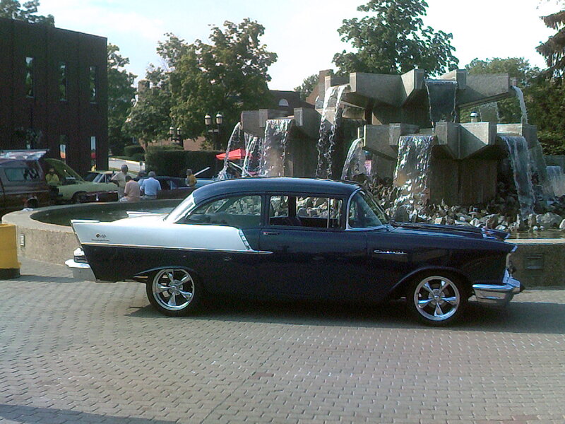 Blue and White Classic Car — Calm, Afternoon