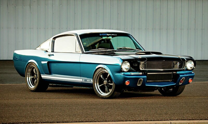 Blue and White Classic Car — Dramatic, Photograph, Building