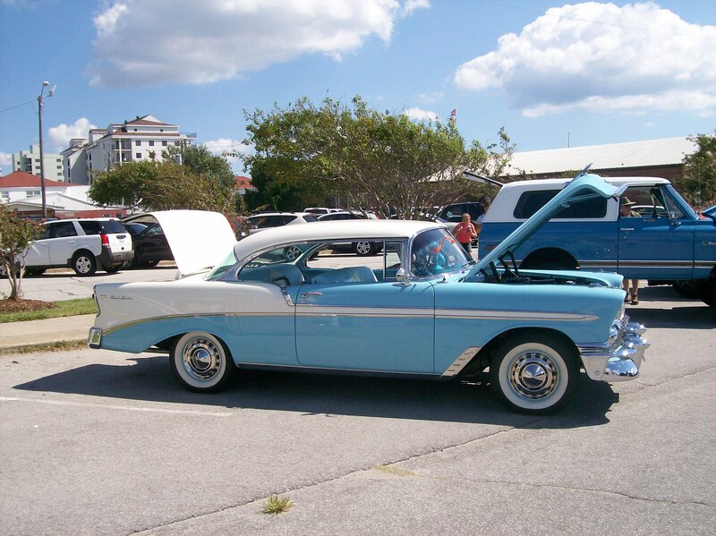 Blue and White Classic Car — Light Blue, Outdoor