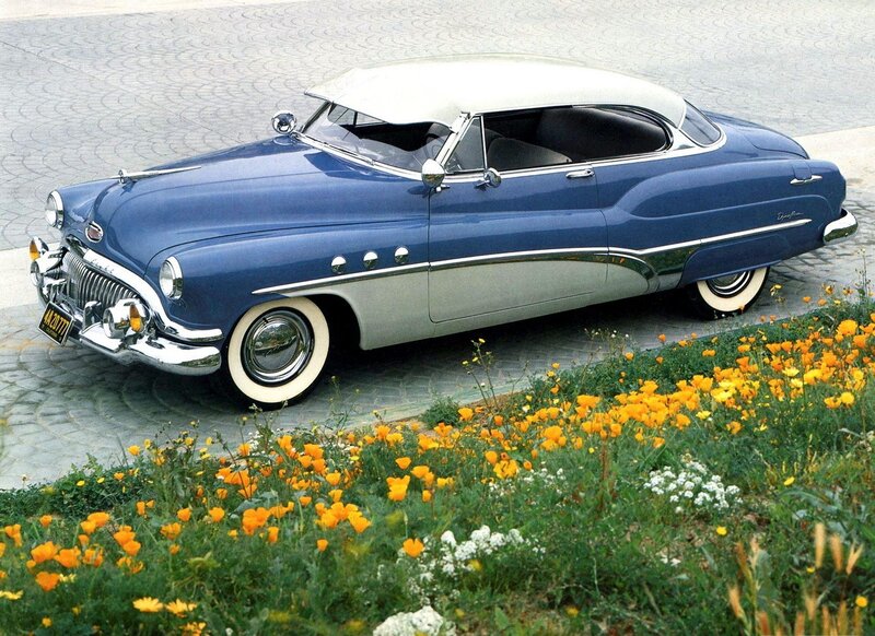 Blue and white classic car