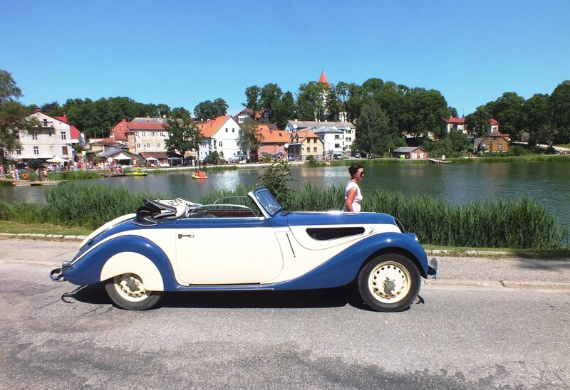 Blue and White Convertible — Serene