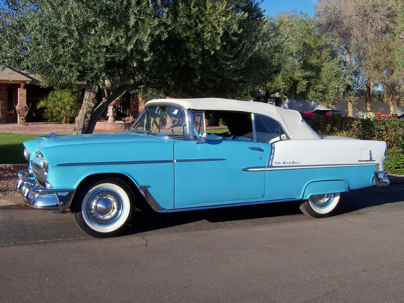 Blue and White Convertible