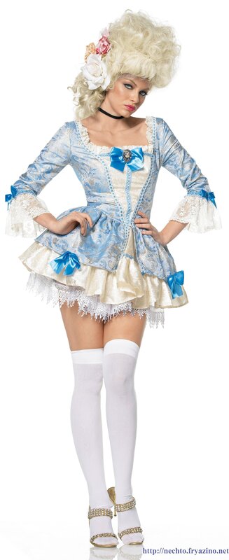 blue and white costume