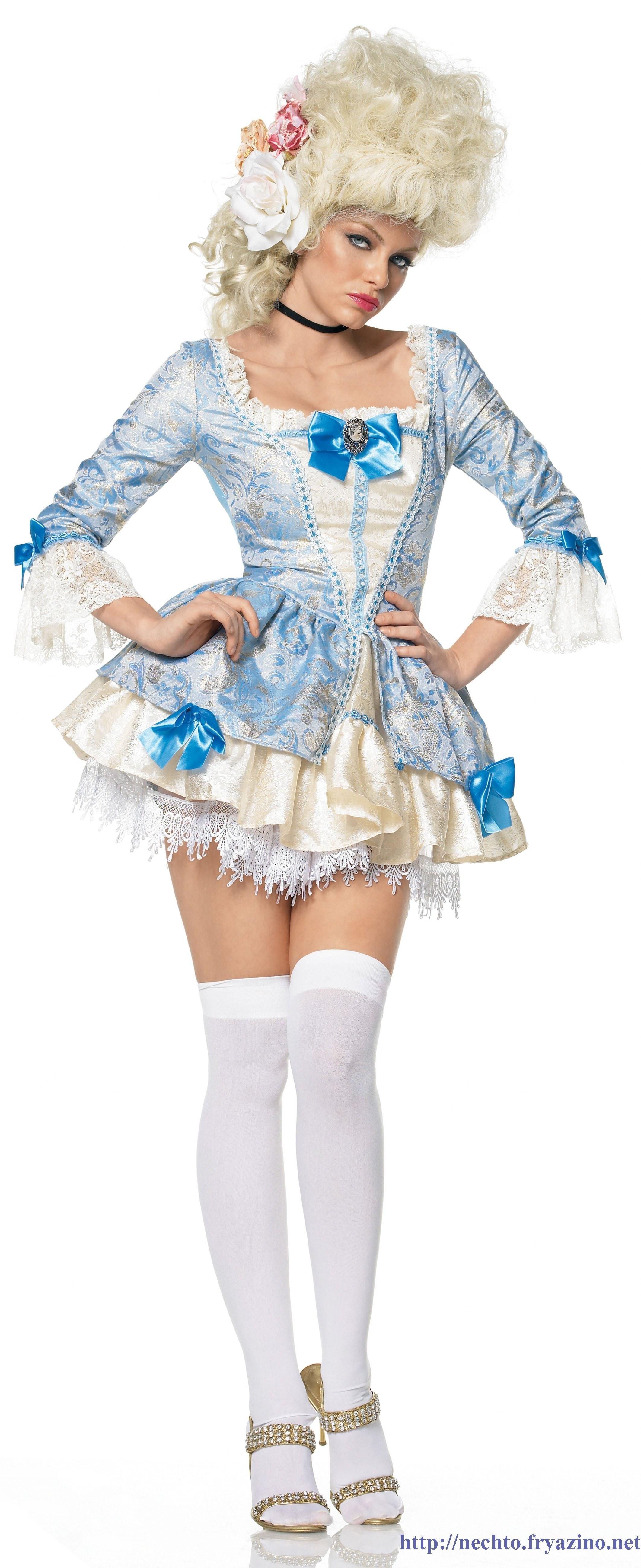 blue and white costume