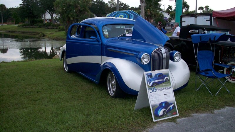 Blue and White Coupe