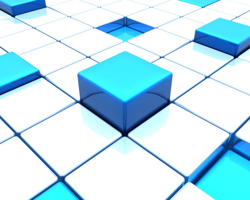 blue and white cube grid