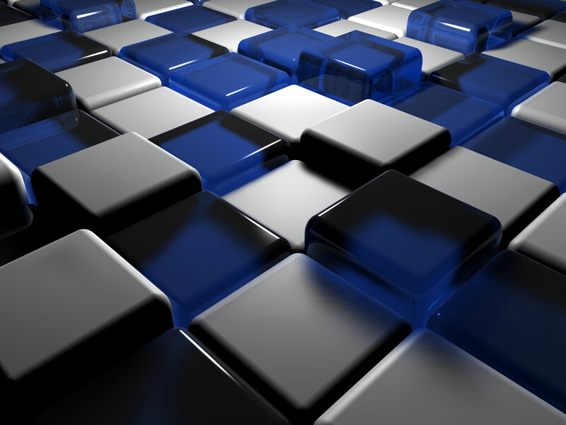blue and white cube pattern