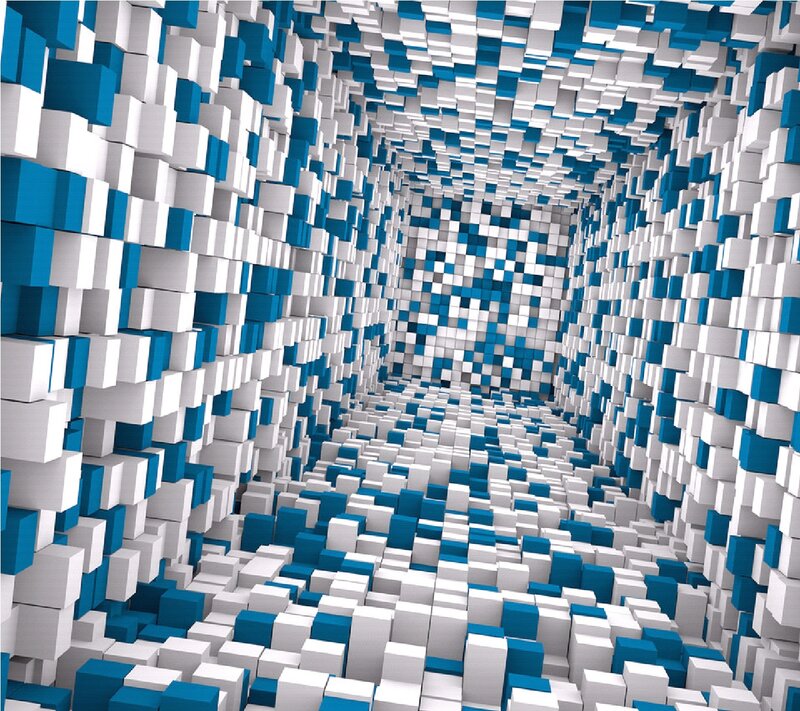 Blue and White Cubes — Abstract