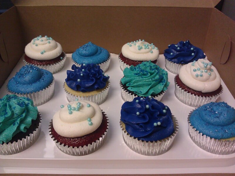Blue and White Cupcakes
