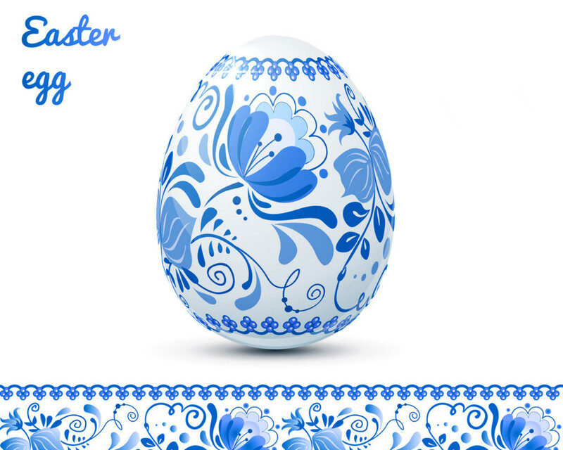 Blue and White Decorated Egg