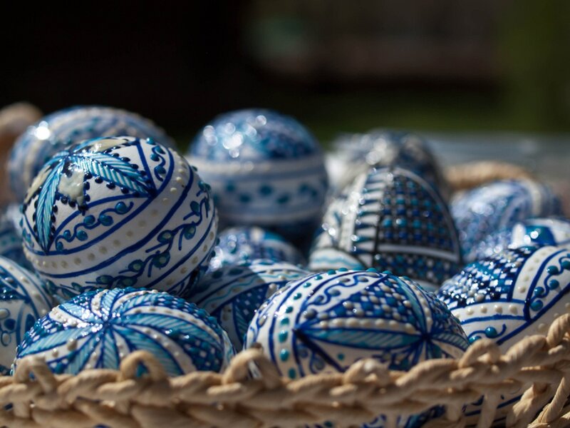 Blue and White Decorated Eggs
