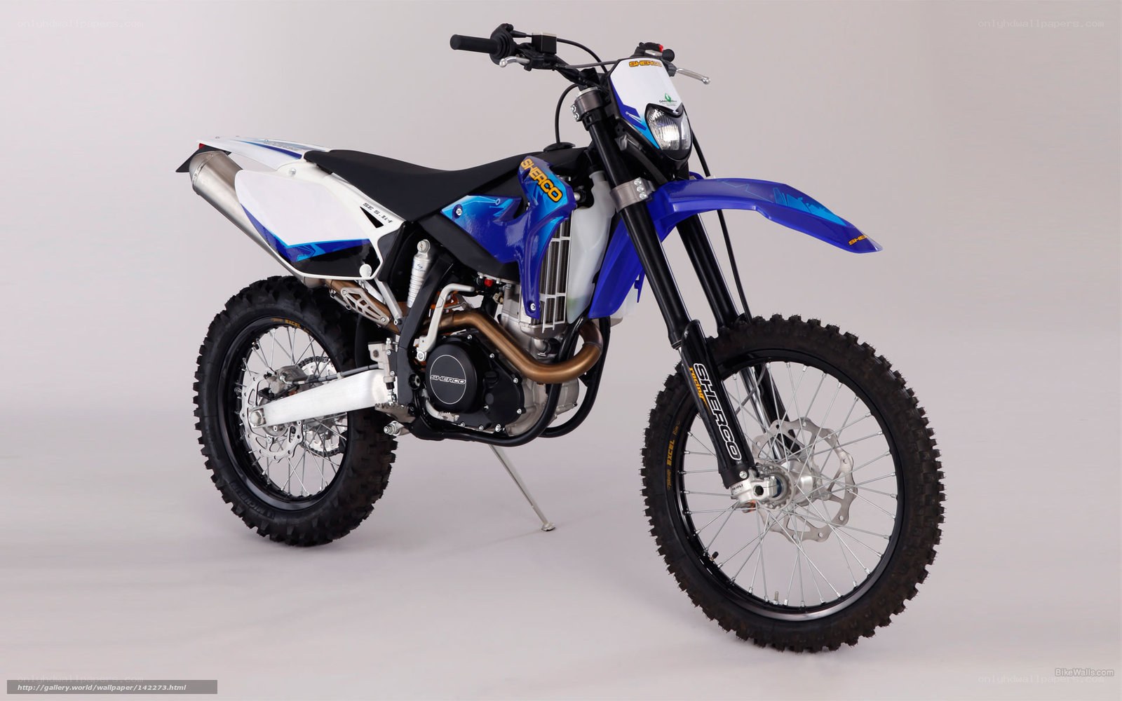blue and white dirt bike