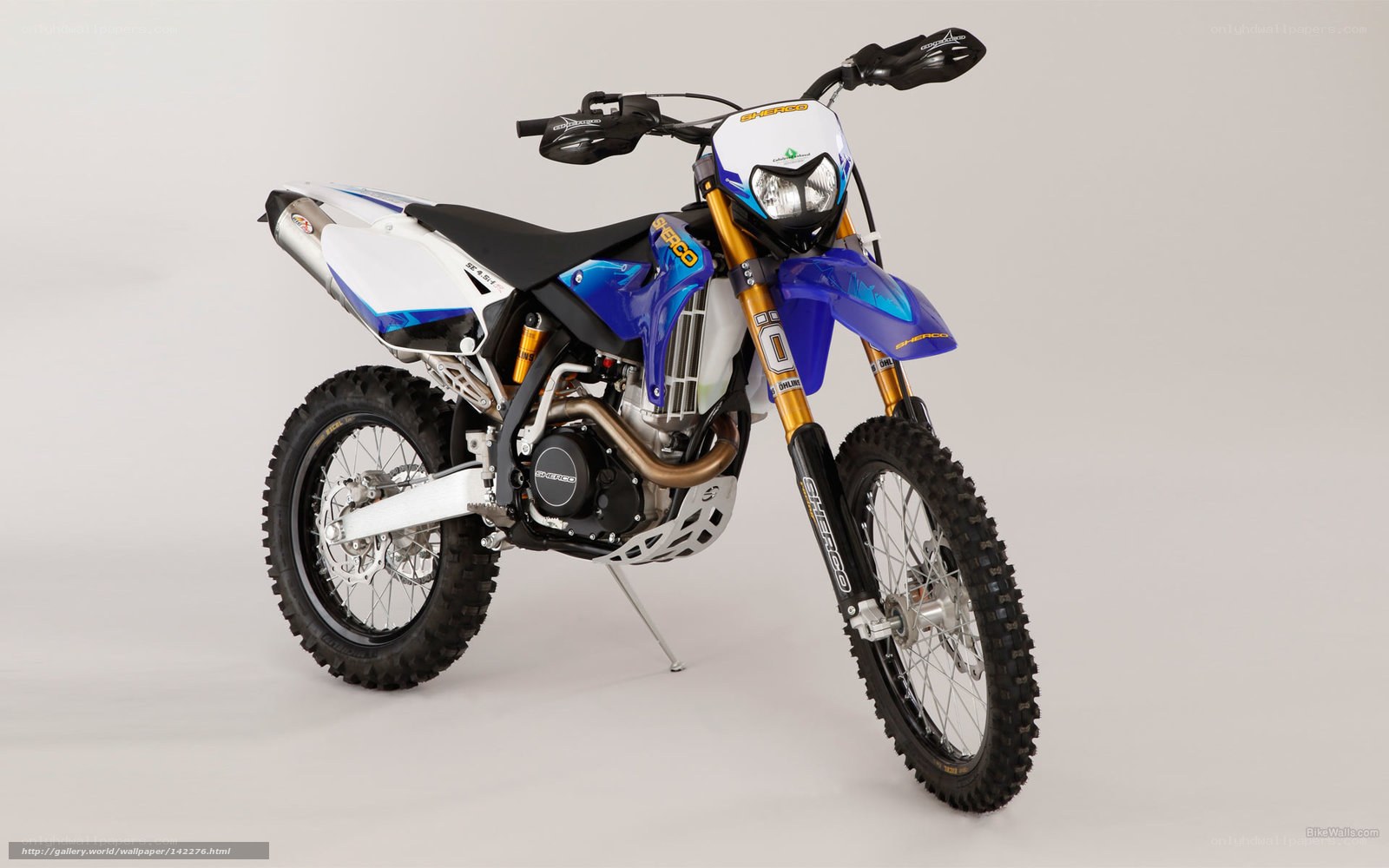 blue and white dirt bike
