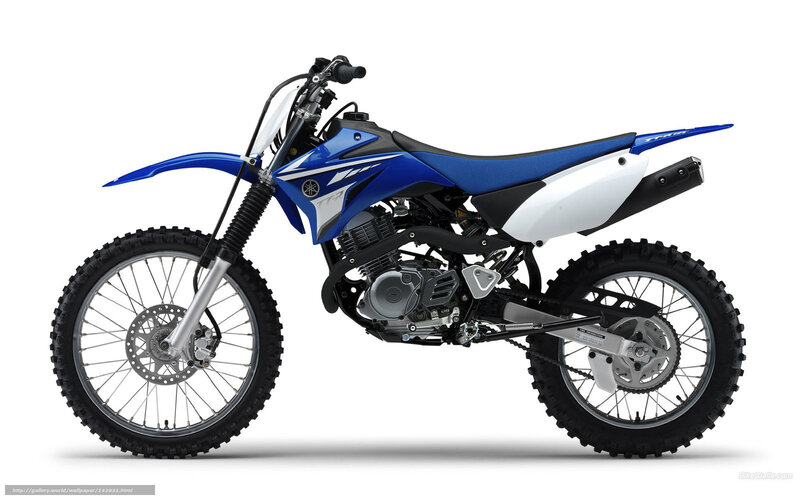 Blue and white dirt bike