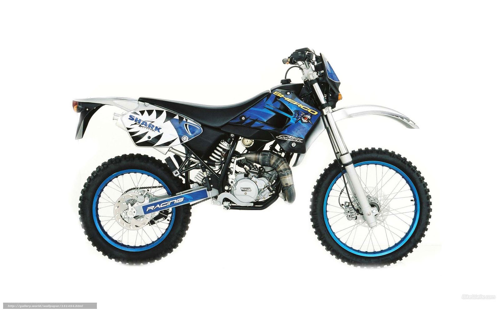 blue and white dirt bike