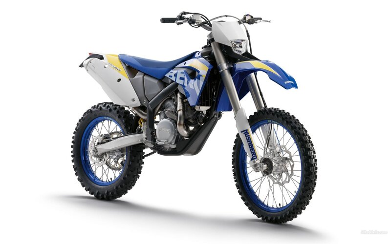 blue and white dirt bike